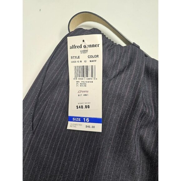 VTG Alfred Dunner Pencil Skirt Womens Size 16 Navy Striped Belted Skirt NWT - Picture 5 of 7